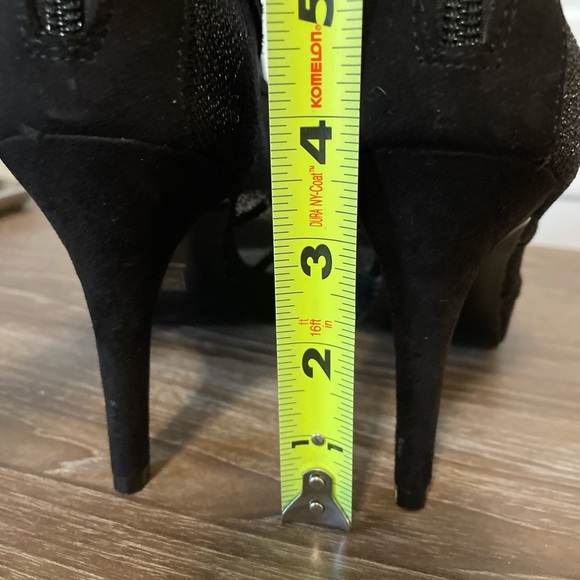 M by Marinelli PeepToe Size9.5 Black Mesh Panels Suede Edgy Baddie Coquette Sexy - Picture 10 of 10